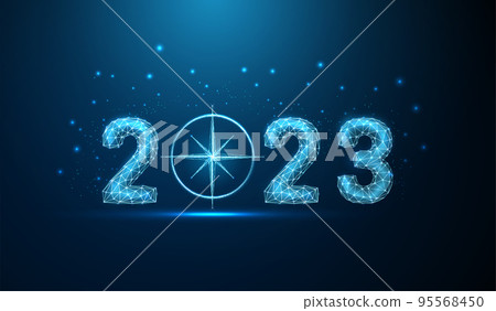 Abstract Happy 2023 New Year greeting card with compass 95568450