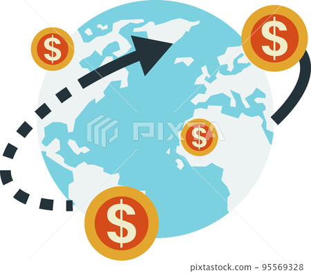 world and money illustration in minimal style 95569328