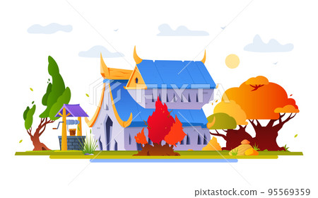 Ancient cathedral - modern flat design style illustration Ancient cathedral - modern flat design style illustration 95569359