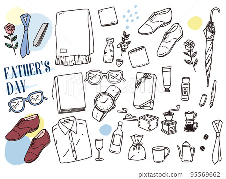 Black and white, monotone, line drawing illustrations (handwriting, fashion, magazines, fashion, men, Father's Day) Black and white, monotone, line drawing illustrations (handwriting, fashion, magazines, fashion, men, Father's Day) 95569662