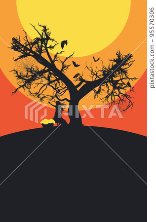 Girl silhouette near tree Girl silhouette near tree 95570306