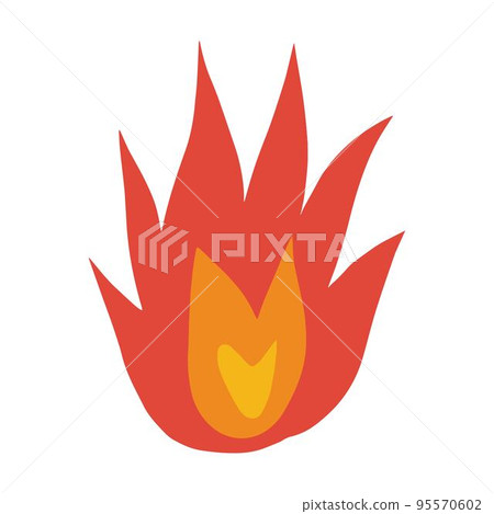 Fire icon vector abstract shape burning hot flame illustration 95570602