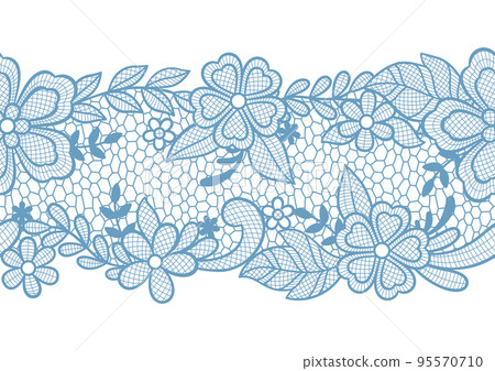 Lace seamless pattern with flowers and leaves. Embroidery handmade decoration. Lace seamless pattern with flowers and leaves. Embroidery handmade decoration. 95570710