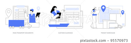 International transportation abstract concept vector illustrations. International transportation abstract concept vector illustrations. 95570973