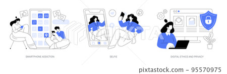 Digital behaviour abstract concept vector illustrations. 95570975