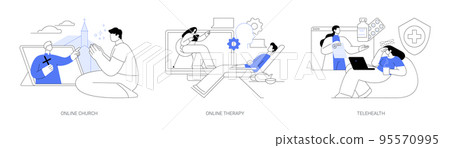 Distance help and support abstract concept vector illustrations. Distance help and support abstract concept vector illustrations. 95570995