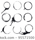 Coffee cup bottom, grunge circle print. Splash ring stain mark 95571500