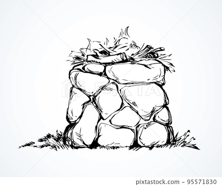 Stone Altar. Vector drawing 95571830