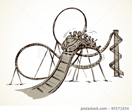 Roller coaster. Vector drawing 95571834