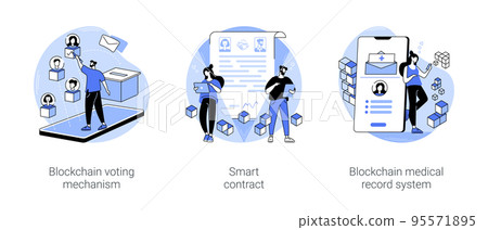Blockchain technology applications isolated cartoon vector illustrations se Blockchain technology applications isolated cartoon vector illustrations se 95571895