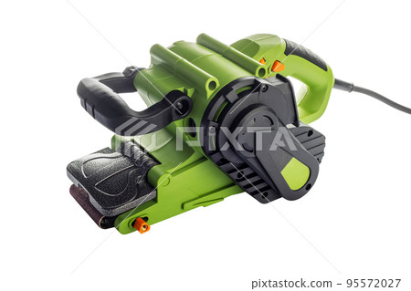 Electric sander on a white background. Electrical belt grinding machine 95572027