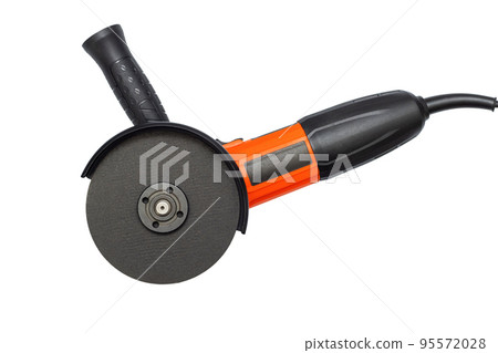Angle grinder with abrasive disk isolated on a white background 95572028