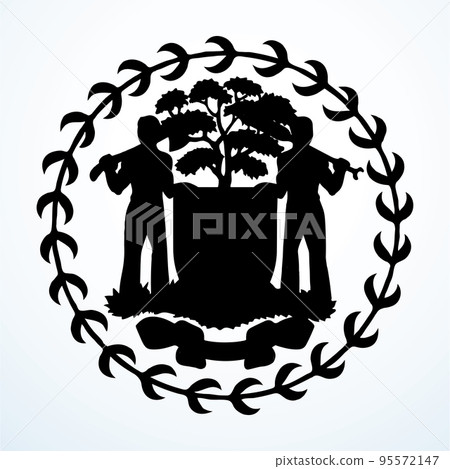Coat of arm from the flag of Belize. Vector drawing sign 95572147