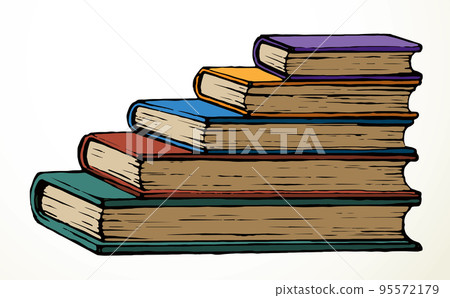 Vector outline illustration. Symbol of knowledge: a pile of books Vector outline illustration. Symbol of knowledge: a pile of books 95572179