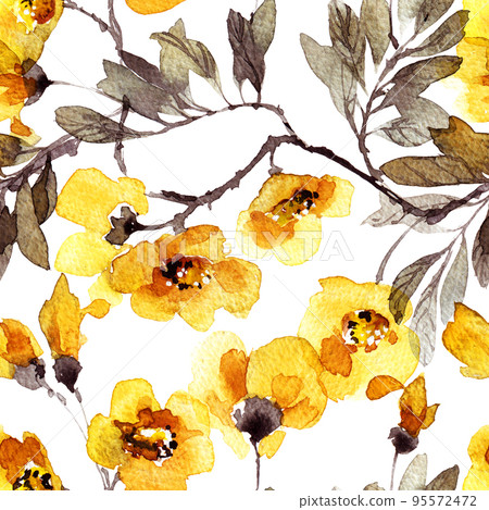 Blossom plum tree flowers pattern-插圖素材 [95572472] - PIXTA圖庫