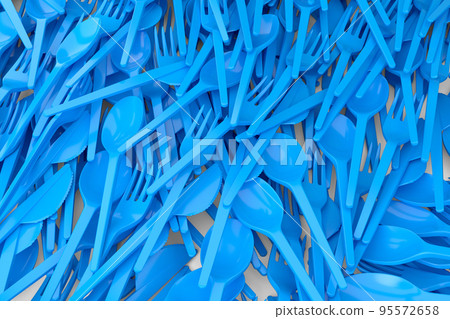 Heap of disposable utensils like spoon, fork and knife on white background. Heap of disposable utensils like spoon, fork and knife on white background. 95572658