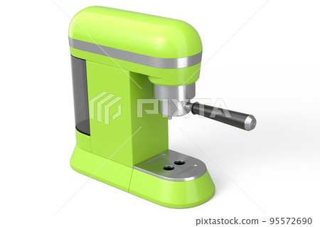 Espresso coffee machine with a horn on white background. 95572690