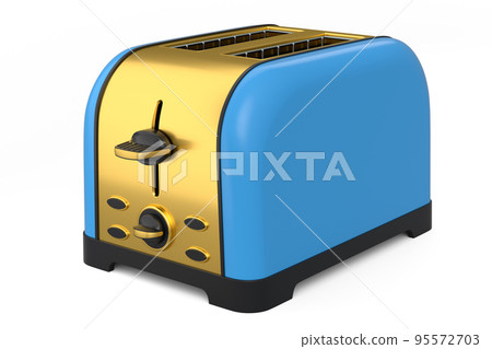 Stainless steel toaster for making toast bread on a white background. Stainless steel toaster for making toast bread on a white background. 95572703