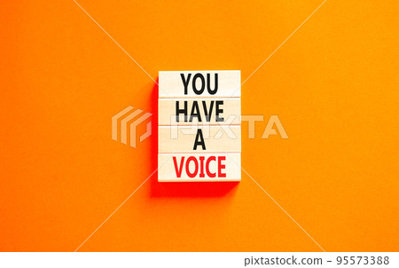 You have a voice symbol. Concept words You have a voice on wooden blocks. Beautiful orange table orange background. Business, psychological you have a voice concept. Copy space. You have a voice symbol. Concept words You have a voice on wooden blocks. Beautiful orange table orange background. Business, psychological you have a voice concept. Copy space. 95573388