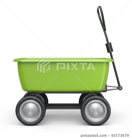 Garden wheelbarrow isolated on white background. Handcart with wheel. Garden wheelbarrow isolated on white background. Handcart with wheel. 95573679
