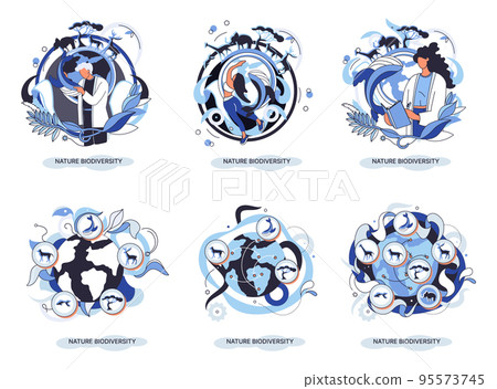 Biodiversity in nature as environment variety of life on Earth planet. Saving wildlife ecosystem metaphor Biodiversity in nature as environment variety of life on Earth planet. Saving wildlife ecosystem metaphor 95573745