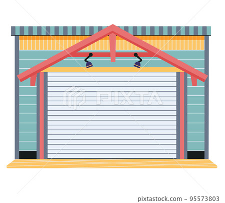 Garage door with mechanical or automatic control system. Roller gate in premises for storing vehicle 95573803