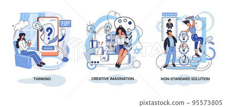 Creative thinking. People different mental mindset types or models creative. Imaginative logical and structural thinking Creative thinking. People different mental mindset types or models creative. Imaginative logical and structural thinking 95573805