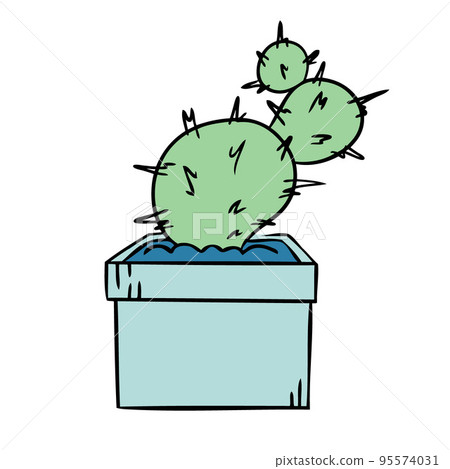 Cute cactus in a flower pot. Vector illustration of indoor plants Cute cactus in a flower pot. Vector illustration of indoor plants 95574031