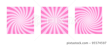Pink circus, carnival or festival backgrounds. Rosy sunset, twisted stipes, pinwheel pattern. Strawberry bubble gum, sweet lollipop candy, ice cream texture 95574597