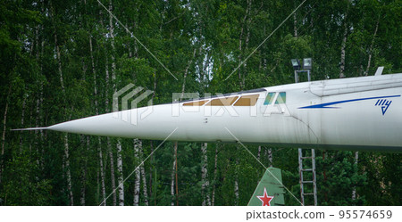Soviet supersonic passenger aircraft Tupolev Tu-144 at the Central Museum of the Russian Air Force in Monino. 95574659
