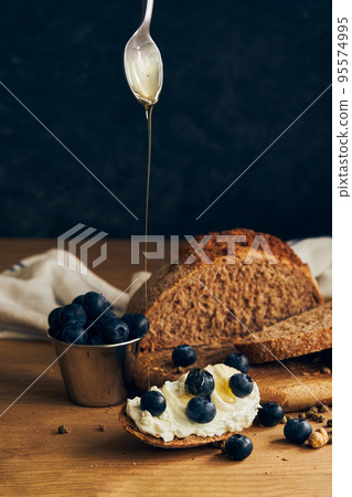 sandwich with cream cheese and berries sandwich with cream cheese and berries 95574995