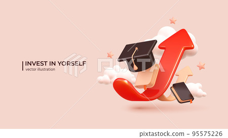 Invest In Yourself - 3D Concept to Success. Vector illustration 95575226