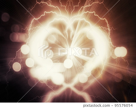 3d illustration of exploding light heart 95576054