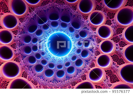 Blue and pink toned geometric detailed fractal illustration pattern 95576377