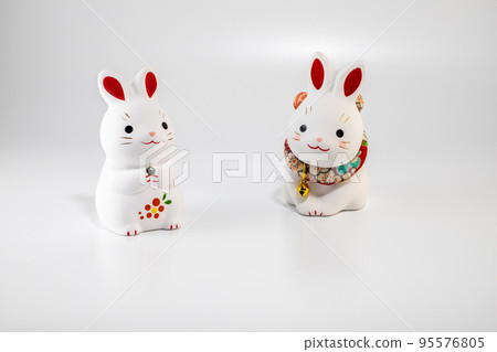 New Year's card material Cute rabbit figurine 95576805