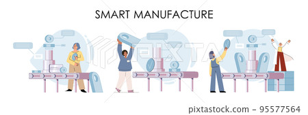 Manufacturing process at automated production industry. Scientist creates robot. Smart industry 95577564