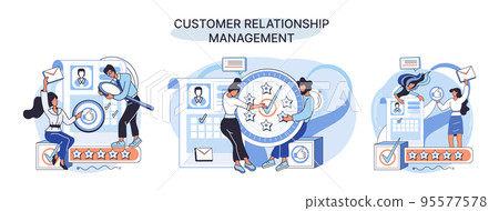 CRM metaphor. Customer Relationship Management. Application software for service organization 95577578