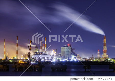 岡山縣倉敷市水島沿海工業區夜景 95577765