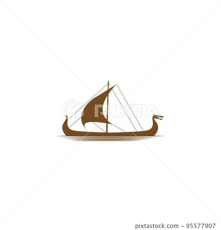 Viking ship icon logo design illustration Viking ship icon logo design illustration 95577907