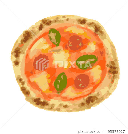 Illustration of a loose pizza like a watercolor painting 95577927