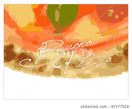 Illustration of a loose pizza like a watercolor painting Illustration of a loose pizza like a watercolor painting 95577928