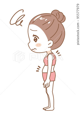 女性駝背插圖全身 95577979