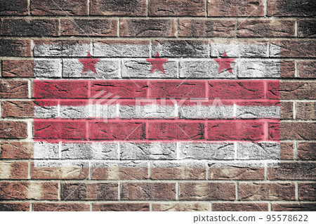 Washington DC flag on a brick wall background Washington DC flag on a brick wall background 95578622