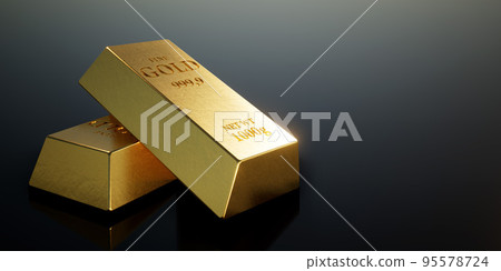 Gold bricks on black background (3D CG rendering digital illustration) Gold bricks on black background (3D CG rendering digital illustration) 95578724
