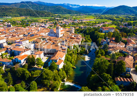 Panoramic aerial view of the city of Como.  95579358