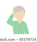 An old man who smiles embarrassedly while scratching his head 95579734