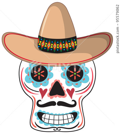 Mexican skull isolated on white background 95579862