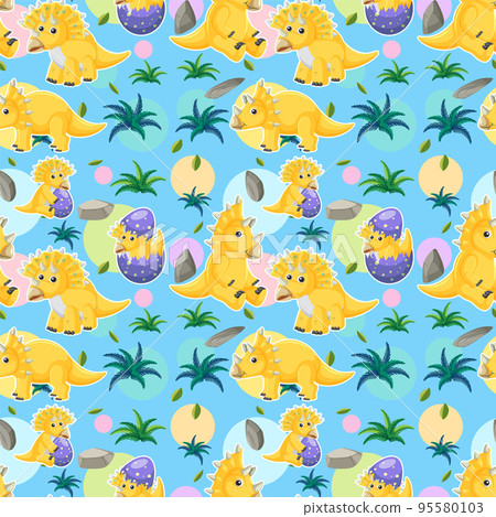 Cute dinosaur seamless pattern 95580103