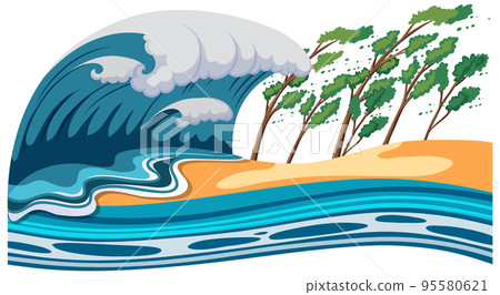Tsunami ocean wave scene Tsunami ocean wave scene 95580621