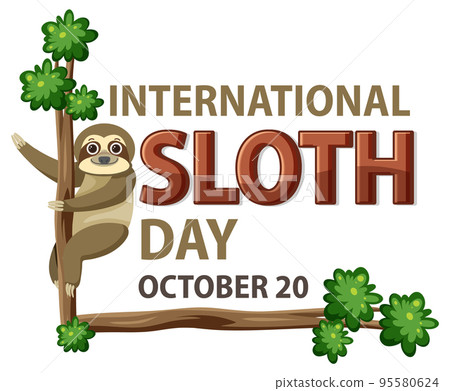 International sloth day banner concept vector International sloth day banner concept vector 95580624